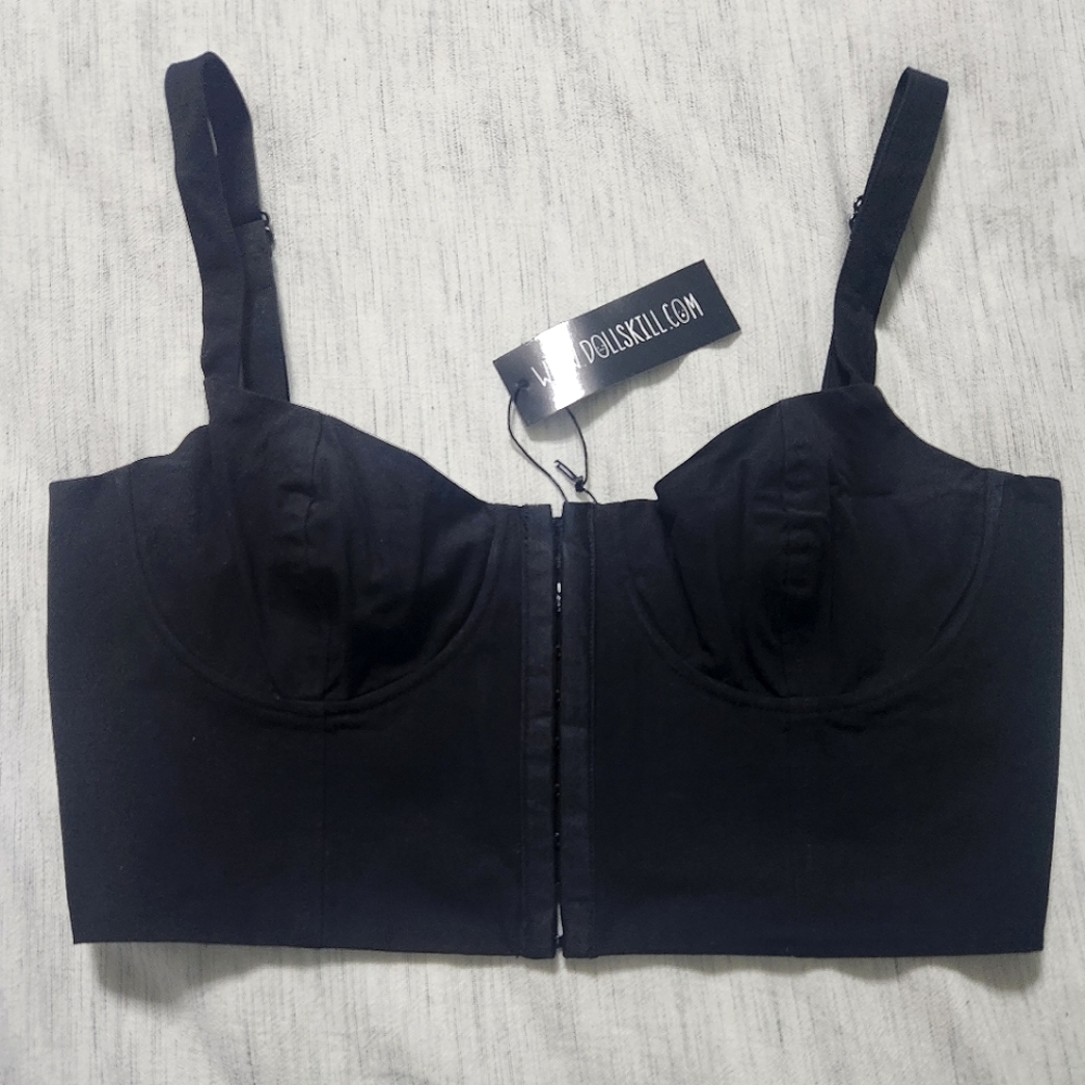 Current Mood Black Bustier Crop Top Size Medium NWT